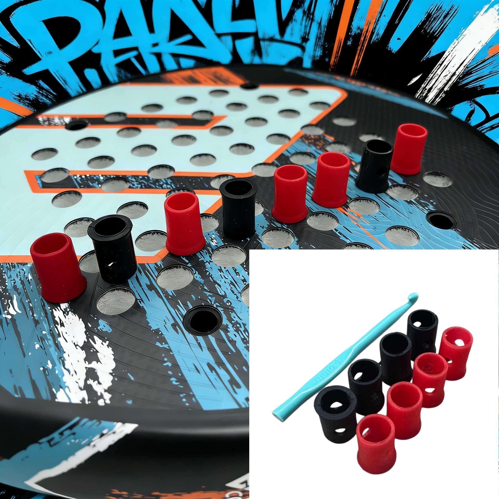 Racket Vibration Dampener - 8PCS Black Red Tennis Racket Vibration