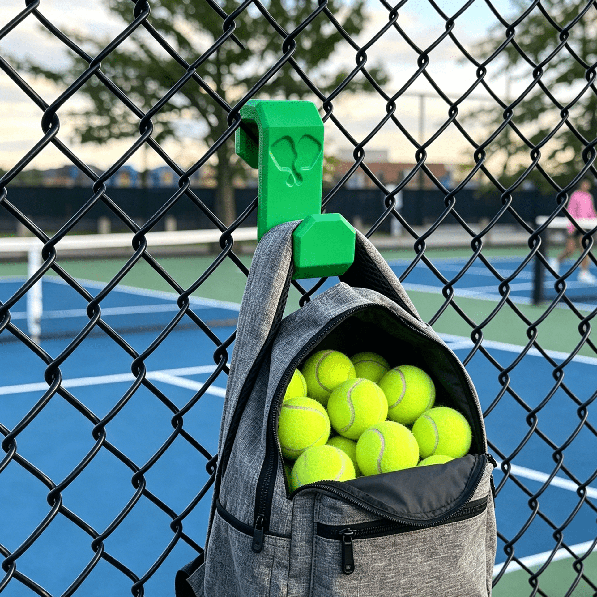 Badminton Court - Multi-Functional No-Drill Backpack Hook, Green Tennis