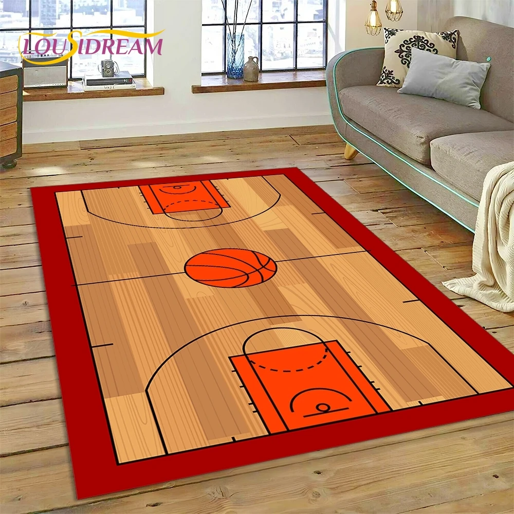 Badminton Zone - Lastest Basketball Court Frame Cartoon Rug